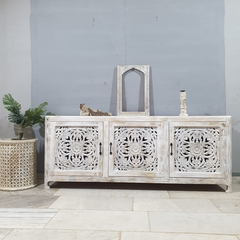 Indian Hand Carved Solid Mango Wood Sideboard C55