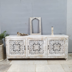 Indian Hand Carved Solid Mango Wood Sideboard C55