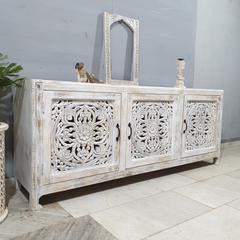 Indian Hand Carved Solid Mango Wood Sideboard C55