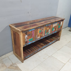 Liberty Reclaimed Wood Carved Mosaic Entryway Console Table 58