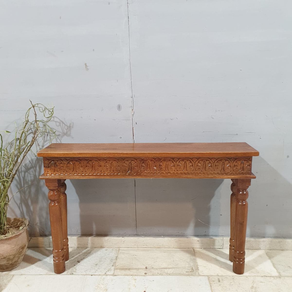 Indian Hand Carved Hall Console Table Brown 59