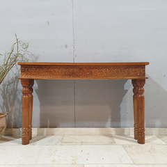 Indian Hand Carved Hall Console Table Brown 59