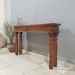 Indian Hand Carved Hall Console Table Brown 59