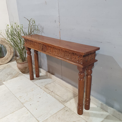 Indian Hand Carved Hall Console Table Brown 59