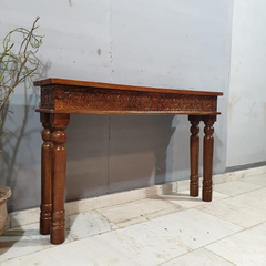 Indian Hand Carved Hall Console Table Brown 59