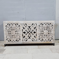 Indian Hand Carved Solid Wood Sideboard Buffet C56