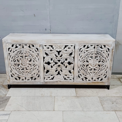 Indian Hand Carved Solid Wood Sideboard Buffet C56