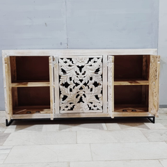 Indian Hand Carved Solid Wood Sideboard Buffet C56