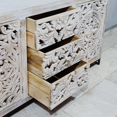 Indian Hand Carved Solid Wood Sideboard Buffet C56