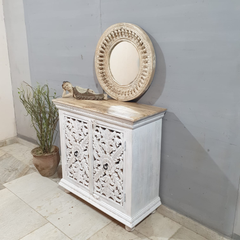 Indian Hand Carved Mango Wood Cabinet D115