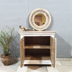 Indian Hand Carved Mango Wood Cabinet D115