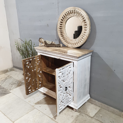 Indian Hand Carved Mango Wood Cabinet D115