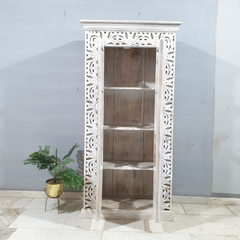 Kalah Hand Carved Glass Door Solid Wooden Cupboard Wardrobe D122