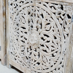 Indian Mandala Hand Carved Mango Wood Vanity Cabinet D116