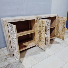 Indian Mandala Hand Carved Mango Wood Vanity Cabinet D116