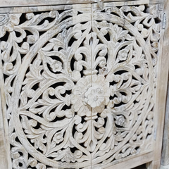 Indian Mandala Hand Carved Mango Wood Vanity Cabinet D116