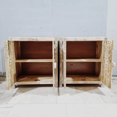 Indian Mandala Hand Carved Mango Wood Vanity Cabinet D116