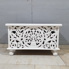 Indian Hand Carved Solid Wood Chest Blanket Box C30