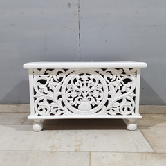 Indian Hand Carved Solid Wood Chest Blanket Box C30