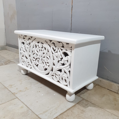 Indian Hand Carved Solid Wood Chest Blanket Box C30