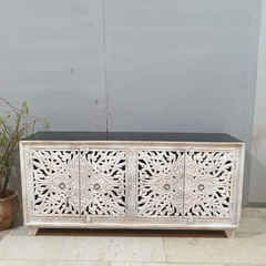 Indian Hand Carved Solid Wood Sideboard Buffet C57