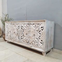 Indian Hand Carved Solid Wood Sideboard Buffet C57