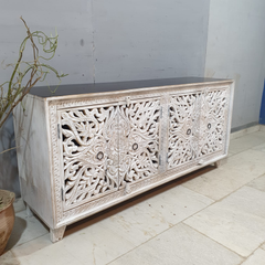 Indian Hand Carved Solid Wood Sideboard Buffet C57