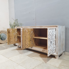 Indian Hand Carved Solid Wood Sideboard Buffet C57