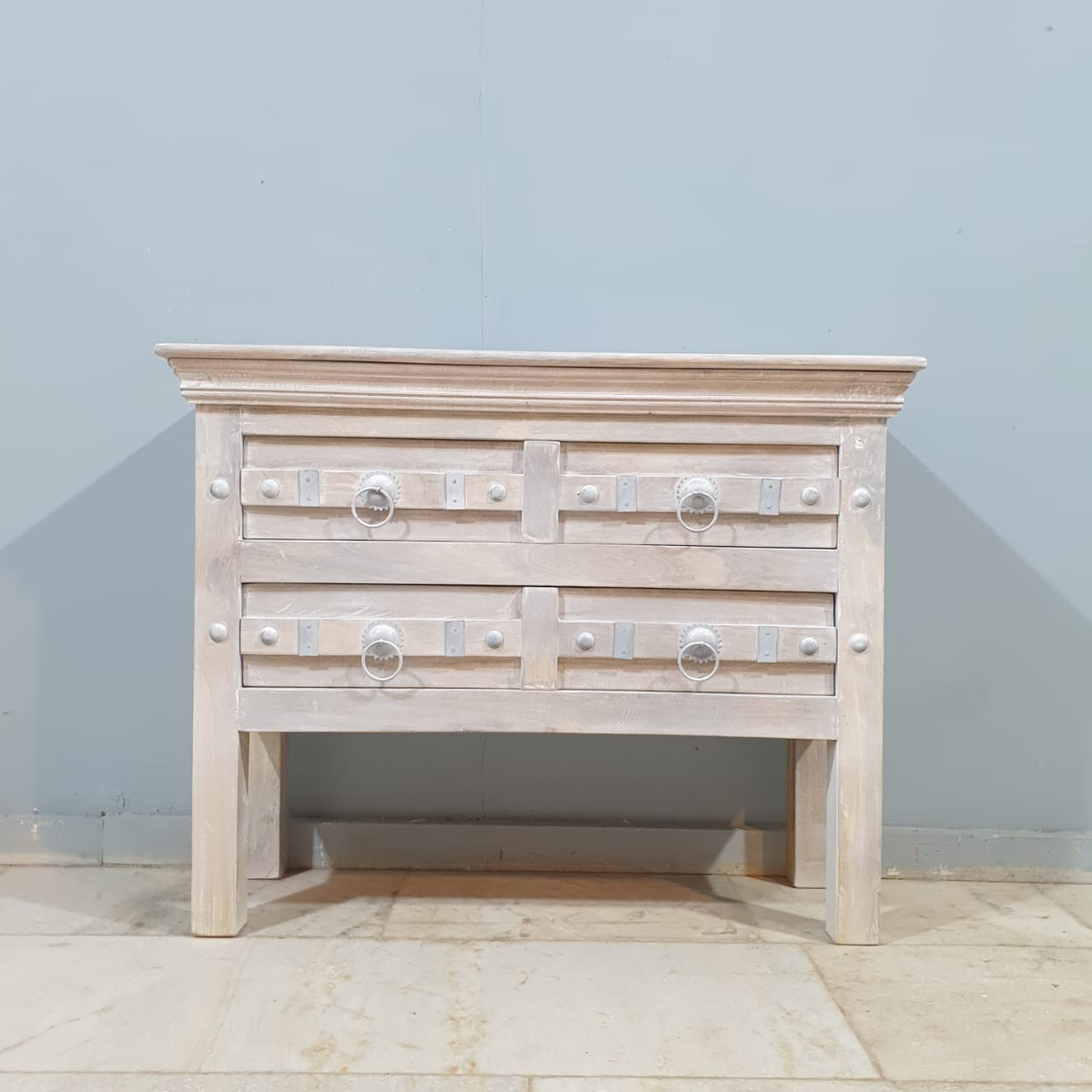 Indian Old Door Style Hall Console Table White 60