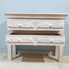 Indian Old Door Style Hall Console Table White 60