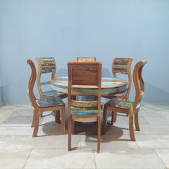 Nirvana Reclaimed Boat Wood Dining Table Set 21