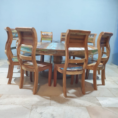 Nirvana Reclaimed Boat Wood Dining Table Set 22