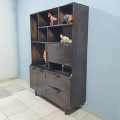 Hand Carved Solid Wood Bookshelf Display Shelf B51