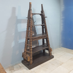 Restored Vintage Bullock Cart Shelf Metal and Brass Bookshelf Display Shelf B52