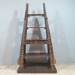 Restored Vintage Bullock Cart Shelf Metal and Brass Bookshelf Display Shelf B52