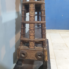 Restored Vintage Bullock Cart Shelf Metal and Brass Bookshelf Display Shelf B52