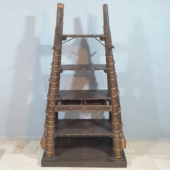 Restored Vintage Bullock Cart Shelf Metal and Brass Bookshelf Display Shelf B52