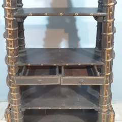 Restored Vintage Bullock Cart Shelf Metal and Brass Bookshelf Display Shelf B52