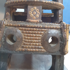 Restored Vintage Bullock Cart Shelf Metal and Brass Bookshelf Display Shelf B52