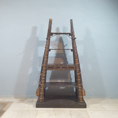 Restored Vintage Bullock Cart Shelf Metal and Brass Bookshelf Display Shelf B52