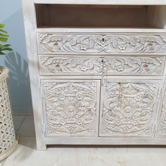 Hand Carved Solid Wooden 4 Drawers and 4 Doors Sideboard Buffet C59