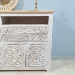 Hand Carved Solid Wooden 4 Drawers and 4 Doors Sideboard Buffet C59