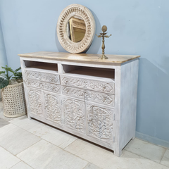 Hand Carved Solid Wooden 4 Drawers and 4 Doors Sideboard Buffet C59
