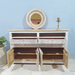 Hand Carved Solid Wooden 4 Drawers and 4 Doors Sideboard Buffet C59