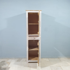 Indian Hand Carved Mango Wood 2 Doors and 1 Drawer Cabinet D116