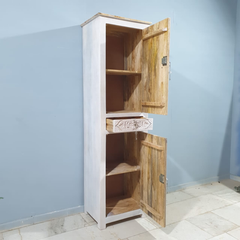 Indian Hand Carved Mango Wood 2 Doors and 1 Drawer Cabinet D116