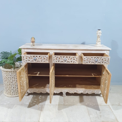 Hand Carved Solid Wooden Sideboard Buffet C60
