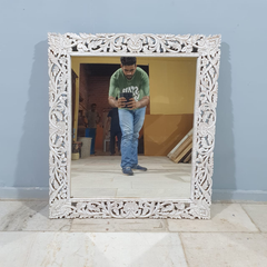 Hand Carved Solid Wood Mirror Frame 30