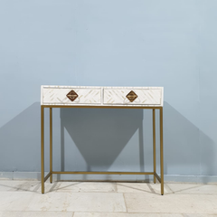 Bone Inlay With Golden Metal Base Console Table 61
