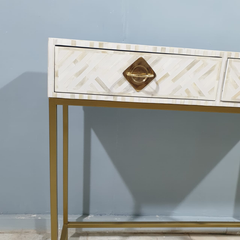 Bone Inlay With Golden Metal Base Console Table 61